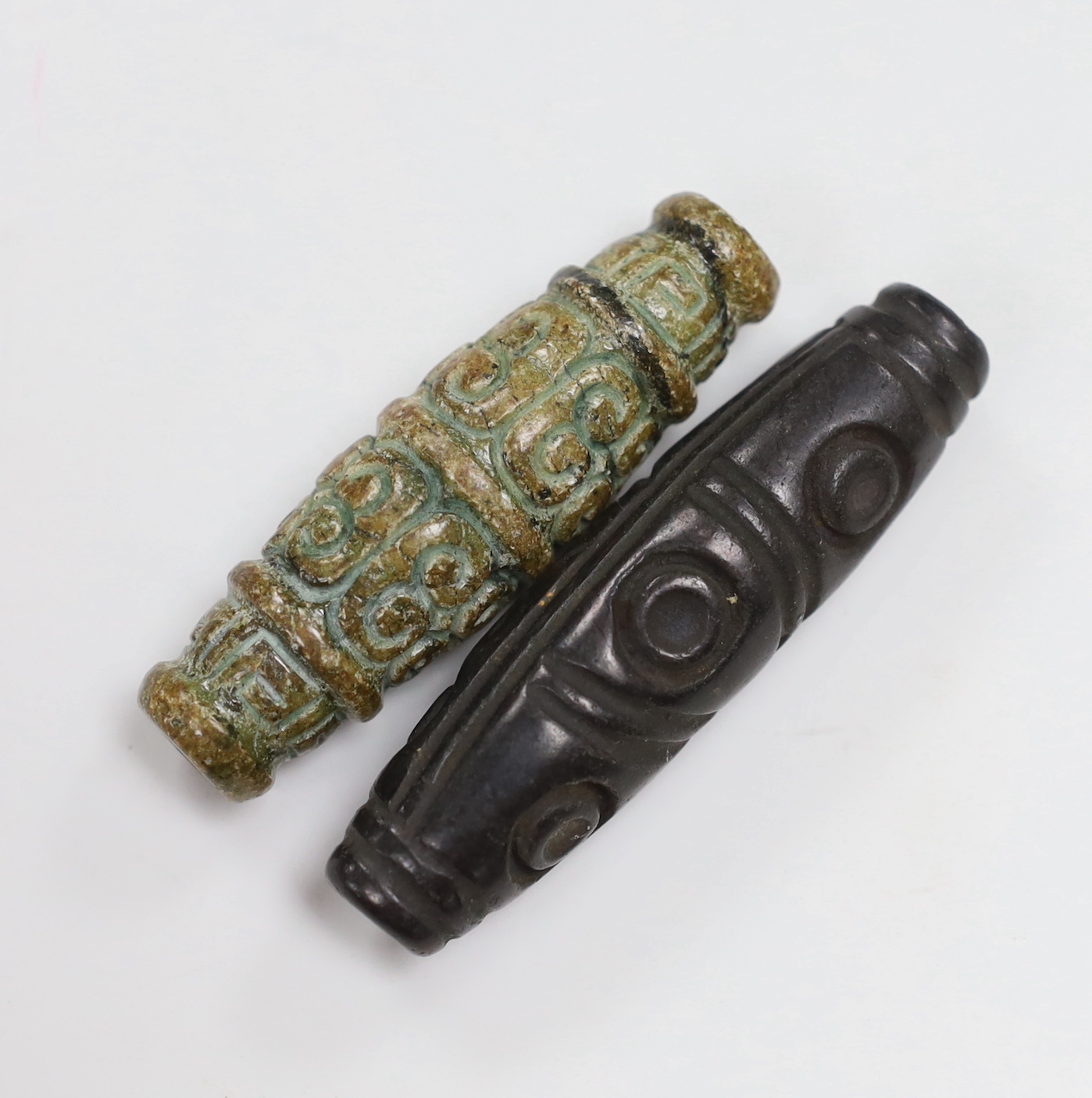 Three Chinese archaistic stone seals and four other carvings, the largest 10cm high (7)